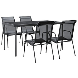 vidaXL Ensemble à manger de jardin 5 pcs noir textilène et acier