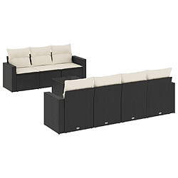 vidaXL Salon de jardin 8 pcs avec coussins noir résine tressée