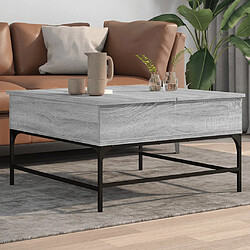 ComfortXL Table Basse Sonoma Gris 80x80x45 Cm Bois D'ingénierie Et Métal