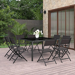 Maison Chic Salon de jardin de salle à manger 9 pcs,Table et Chaises d'extérieur,Mobilier de jardin Acier -MN92505