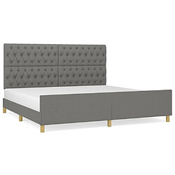 Maison Chic Lit adulte - Cadre Structure de lit avec tête de lit Contemporain Gris foncé 200x200 cm Tissu -MN98378