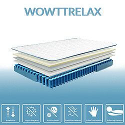 BIGZZIA Matelas 140x190 Mémoire de Forme Ergonomique - WOWTTRELAX - 7 Zones de Confort Anatomiques Haute densité Transpirant 20.5 cm