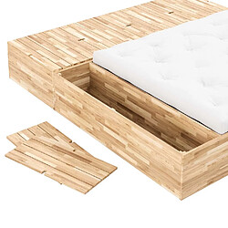 Acheter Inside 75 Lit futon BASEMENT pin laqué naturel couchage 140x200 cm avec banc de rangement