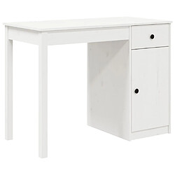 Helloshop26 Bureau table poste de travail meuble d'ordinateur informatique étude 100 x 50 x 75 cm bois massif de pin blanc 02_0023498