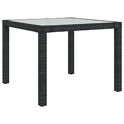 Maison Chic Table de jardin | Table d'extérieur 90x90x75 cm Verre trempé et résine tressée Noir -GKD60237