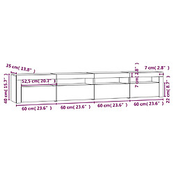 vidaXL Meuble TV avec lumières LED Noir 240x35x40 cm pas cher