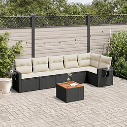 vidaXL Salon de jardin 7 pcs avec coussins noir résine tressée