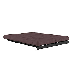 Inside 75 Canapé convertible futon ROOTS pin laqué noir matelas 160 x 200 cm coloris marron pas cher