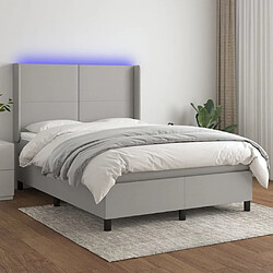 Sommier à lattes et matelas LED,Cadre à lattes de lit pour Adulte Gris clair 140x200 cm Tissu -MN54897