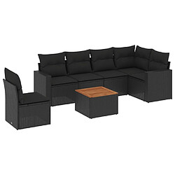 Maison Chic Ensemble Tables et chaises d'extérieur 7pcs avec coussins,Salon de jardin noir résine tressée -GKD446863