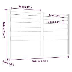 vidaXL Tête de lit Gris 186x4x100 cm Bois massif de pin pas cher