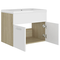 Acheter vidaXL Armoire d'évier et lavabo intégré Blanc/chêne sonoma Aggloméré