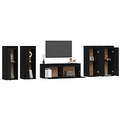 Avis vidaXL Meubles TV 5 pcs Noir Bois massif de pin