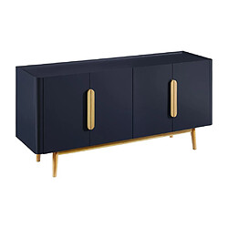 Avis Vente-Unique Buffet avec 4 portes en MDF et bois d'hévéa - Bleu et Naturel clair - DUNELON