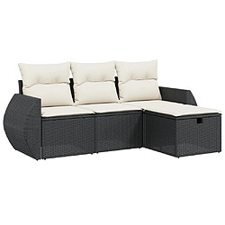 vidaXL Salon de jardin 4 pcs avec coussins noir résine tressée