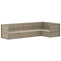 Acheter Maison Chic Salon de jardin 5 pcs + coussins - Mobilier/Meubles de jardin - Table et chaises d'extérieur Gris Résine tressée -MN95965