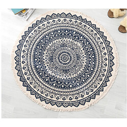 Avis Universal Tapis rond marocain 60cm Tapis en tissu de coton à franges bohémiennes Tapis de porte Décoration Gouttes | Tapis (noir et bleu)