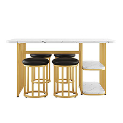 KOMHTOM Ensemble de table à manger rétractable pliable (avec table à manger, 4 chaises), 120 * 80 * 75cm, chêne blanc pas cher