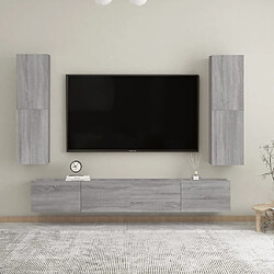 Maison Chic Lot de 2 Meubles TV muraux Banc TV suspendus pour salon Sonoma gris 30,5x30x110 cm -MN18899