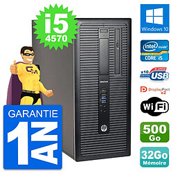 PC Tour HP EliteDesk 800 G1 Intel i5-4570 RAM 32Go Disque 500Go Windows 10 Wifi - Occasion