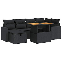 vidaXL Salon de jardin avec coussins 8 pcs noir résine tressée acacia