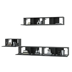 Acheter Maison Chic Ensemble de meubles TV 5 pcs | Banc TV Moderne pour salon | Meuble de Rangement - Noir Bois d'ingénierie -MN69487