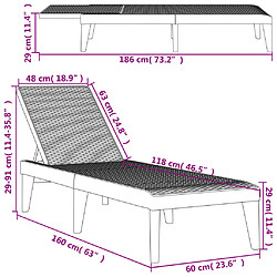 vidaXL Chaise longue gris 186x60x29 cm PP pas cher