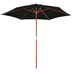 vidaXL Parasol de jardin avec mât en bois noir 270 cm