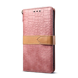 Wewoo Housse Coque Étui en cuir à rabat horizontal PU de texture épissée de couleur crocodile pour iPhone XRavec porte-monnaie et étuifentes cartes et lanière rose