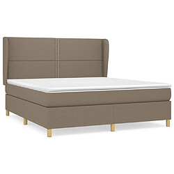 vidaXL Sommier à lattes de lit avec matelas Taupe 160x200 cm Tissu