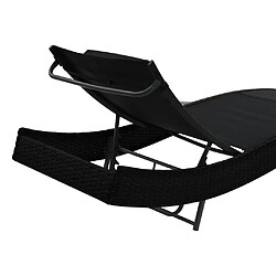 Avis vidaXL Chaise longue avec oreiller Résine tressée Noir