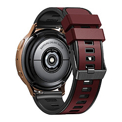 Bracelet en silicone 20 mm, double couleur pour votre Samsung Galaxy Watch3 41mm/Gear Sport/Garmin Vivomove 3 - vin rouge/noir