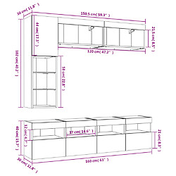 vidaXL Ensemble de meubles TV muraux 7 pcs avec lumières LED blanc pas cher