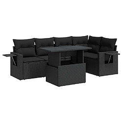 vidaXL Salon de jardin 6 pcs avec coussins noir résine tressée