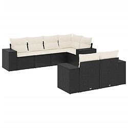 vidaXL Salon de jardin 7 pcs avec coussins noir résine tressée