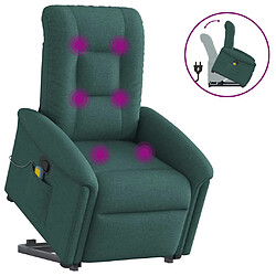 vidaXL Fauteuil inclinable de massage Vert foncé Tissu