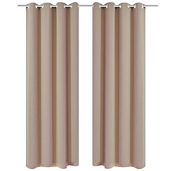 vidaXL Rideau occultant 2 pcs avec œillets métalliques 135x175cm Crème