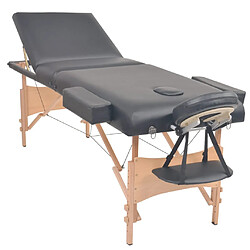 vidaXL Table de massage pliable à 3 zones 10 cm d'épaisseur Noir