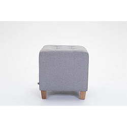 Decoshop26 Tabouret bas repose-pieds pouf capitonné en tissu gris clair pieds en bois 45x46 cm 10_0000061