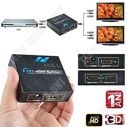 Tech Discount TD® HDMI Répartiteur 2 Ports 1x2 avec 1 Entrée 2 Sorties 1080p Full HD HDCP- convertissuer tv - repartiteur HDMI avec ports vidéo