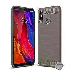 Htdmobiles Coque silicone gel carbone pour Xiaomi Mi 8 + film ecran - GRIS