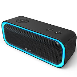 Universal Mini haut-parleur Bluetooth sans fil Boîte stéréo basse améliorée IPX5 Haut-parleur imperméable à l'eau avec lumière LED | Haut-parleur portable (noir)