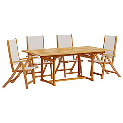 vidaXL Ensemble à manger de jardin 5pcs bois d'acacia solide textilène