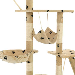 vidaXL Arbre à chat et griffoirs 230-250 cm Empreintes de pattes Beige pas cher