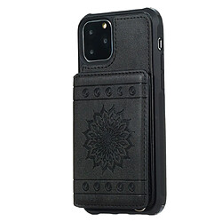 Wewoo Coque Pour iPhone 11 Pro motif de tournesol gaufrage PU + TPU avec titulaire et fentes cartes et cadre photo et lanière noir