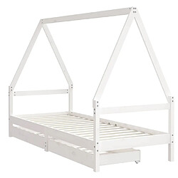 Avis Maison Chic Lit d'Enfant Chambre - Cadre de lit pour enfant tiroirs blanc 90x200 cm bois de pin massif -MN52439