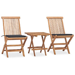 Maison Chic Mobilier à dîner 3 pcs pliable de jardin avec coussins - Ensemble table et chaises d'extérieur - Salon/Mobilier de jardin classique Teck -MN79761