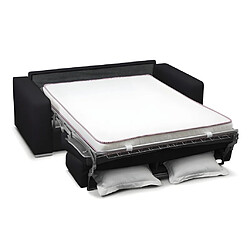 Vente-Unique Canapé 3 places convertible express 100% cuir de buffle noir matelas 14 cm DELECTEA II pas cher