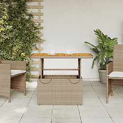 Avis Maison Chic Table de jardin | Table d'extérieur beige 90x55x71 cm résine tressée et bois acacia -GKD11402