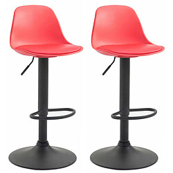 Decoshop26 Lot de 2 tabourets de bar moderne et confortable assise en PVC rouge coque en plastique et pieds en métal noir 10_0004238